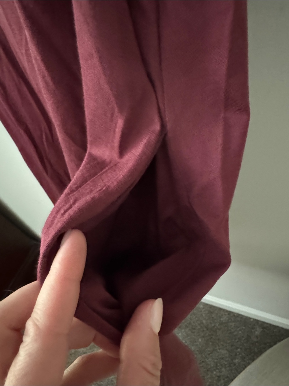 Wool& Camellia merino wool Sleeveless Midi Dress in Burgundy - size small-tall. - Picture 5 of 6